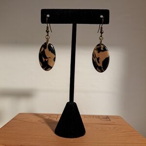 Elegant Black and Gold Earrings Black and Brown Earrings Polymer Clay Resin